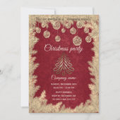 金ゴールド赤企業ののクリスマスパーティー 招待状 (正面)
