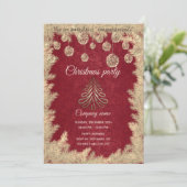 金ゴールド赤企業ののクリスマスパーティー 招待状 (スタンド正面)