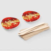 金ゴールド赤伝統的日本のフローラ桜 ハンドファン (組立なし)