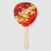 金ゴールド赤伝統的日本のフローラ桜 ハンドファン (裏面)