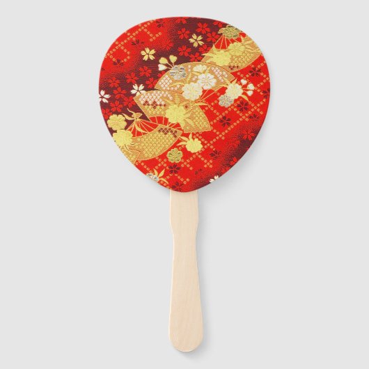 金ゴールド赤伝統的日本のフローラ桜 ハンドファン (裏面)