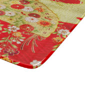 金ゴールド赤伝統的日本のフローラ花ガラス カッティングボード (角)