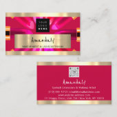 金ゴールド赤口紅ショップQRCODEロゴメイクアップアーティスト 名刺 (正面/裏面)