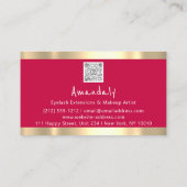 金ゴールド赤口紅ショップQRCODEロゴメイクアップアーティスト 名刺 (裏面)