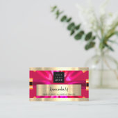 金ゴールド赤口紅ショップQRCODEロゴメイクアップアーティスト 名刺 (スタンド正面)