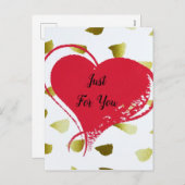 金ゴールド赤恋ハート シーズンポストカード (正面/裏面)