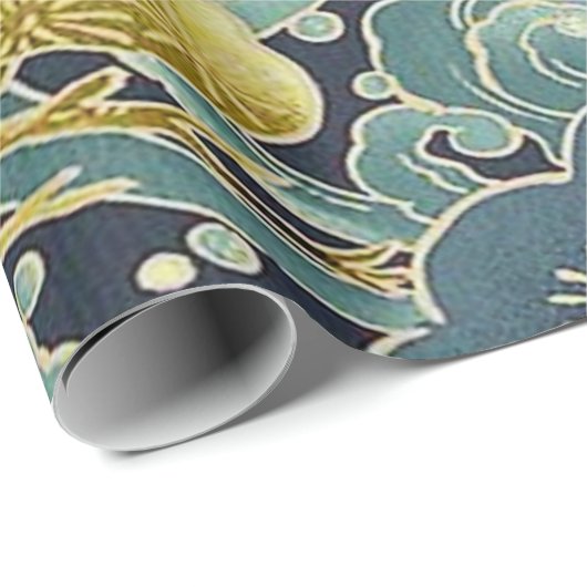 金ゴールド赤日本の色着物フローラ切り離し ラッピングペーパー (ロールコーナー)