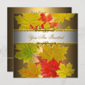 金ゴールド赤白紅葉エレガントパーティー 招待状 (正面/裏面)