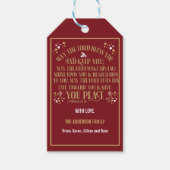 金ゴールド赤賛美のクリスマスの数字6:24-26 ギフトタグ (正面)