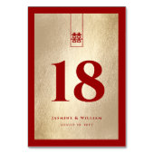 金ゴールド赤長方形二重西中国の西結婚山 テーブルナンバー (裏面)