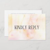 金ゴールド赤面とピンクの応答RSVPカード 出欠カード (正面/裏面)