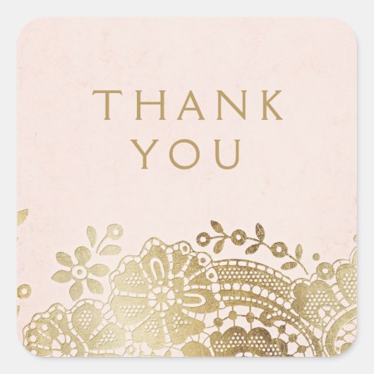 金ゴールド赤面エレガントヴィンテージレース結婚式の引き出物 スクエアシール (正面)