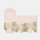 金ゴールド赤面エレガントヴィンテージレース結婚式の引き出物 フェイバーボックス (折り畳みなし)