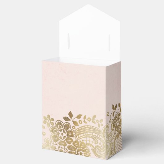 金ゴールド赤面エレガントヴィンテージレース結婚式の引き出物 フェイバーボックス (オープン)