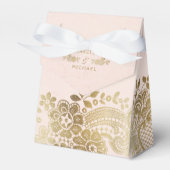 金ゴールド赤面エレガントヴィンテージレース結婚式の引き出物 フェイバーボックス (正面サイド)