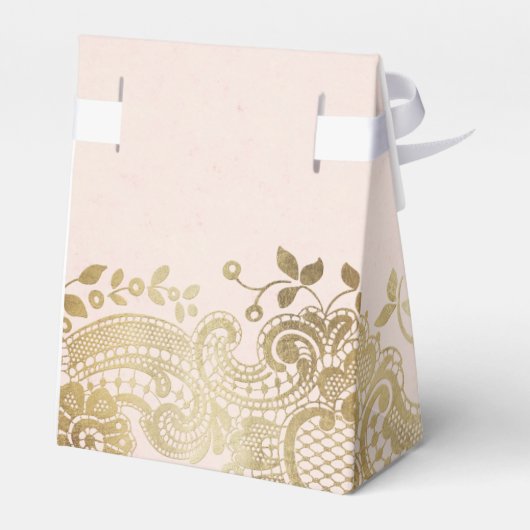 金ゴールド赤面エレガントヴィンテージレース結婚式の引き出物 フェイバーボックス (裏面サイド)