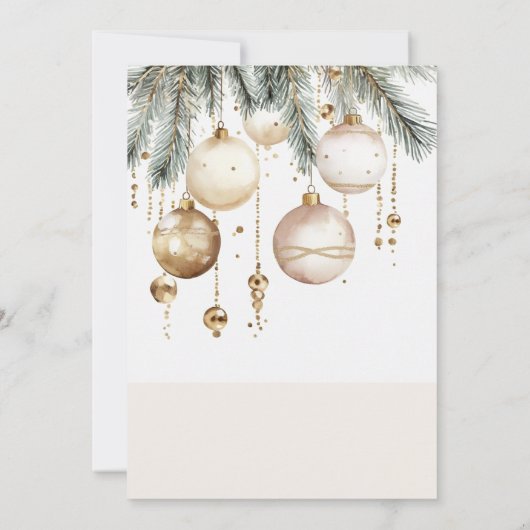 金ゴールド赤面オーナメントバウブルクリスマスパーティー 招待状 (裏面)