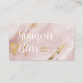 金ゴールド赤面スタイリッシュピンクメイクアップアーティストサロン 名刺 (正面)