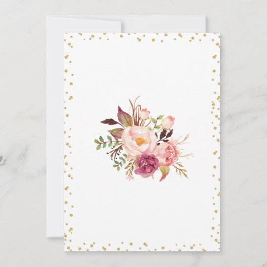 金ゴールド赤面バラブライダルウェディングシャワー招待状 招待状 (裏面)