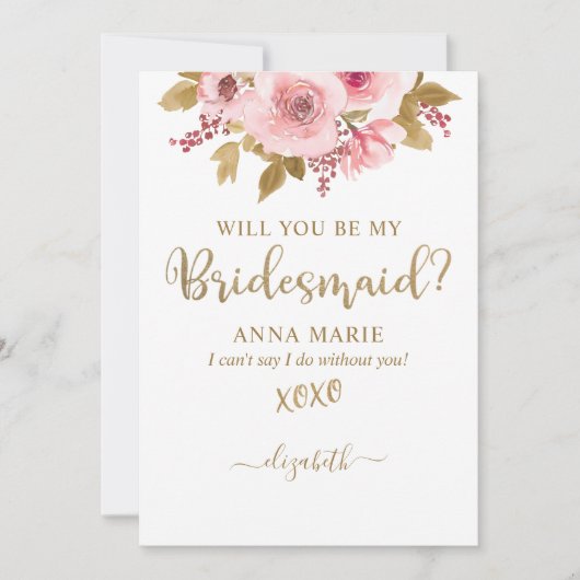 金ゴールド赤面ピンクお前が俺の花嫁になるかい? 招待状 (正面)