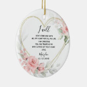 金ゴールド赤面ピンクのフローラハートマザーオブザグルーマー セラミックオーナメント (右)