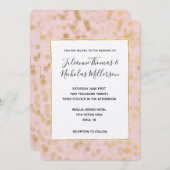 金ゴールド赤面ピンクの紙吹雪結婚式の招待 招待状 (正面/裏面)