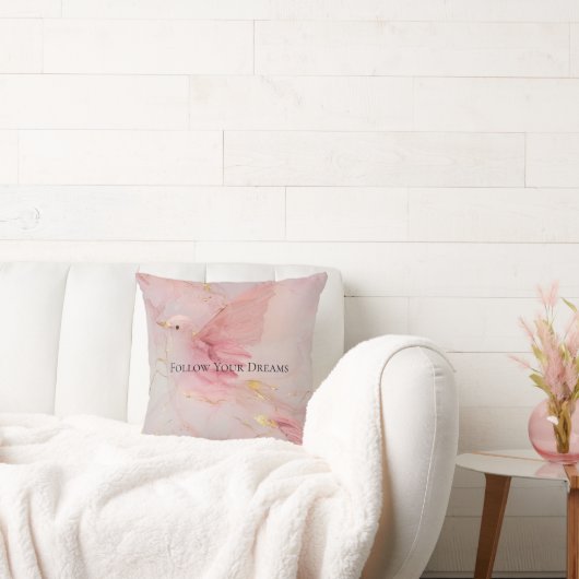 金ゴールド赤面ピンクの鳥の赤ちゃんシャワー クッション (ソファ)