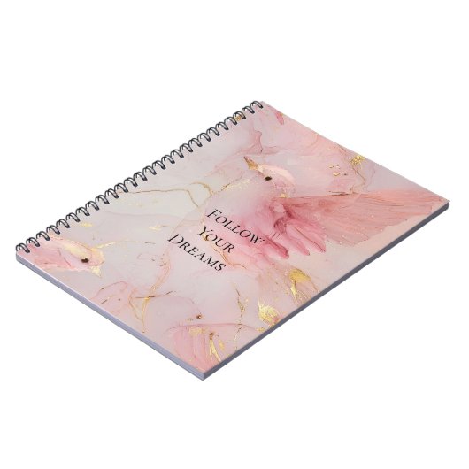 金ゴールド赤面ピンクの鳥の赤ちゃんシャワー ノートブック (左側)