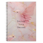 金ゴールド赤面ピンクの鳥の赤ちゃんシャワー ノートブック (正面)