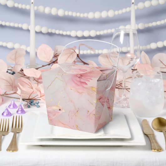 金ゴールド赤面ピンクの鳥の赤ちゃんシャワー フェイバーボックス (ウェディング)