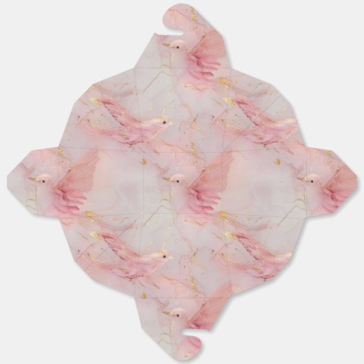 金ゴールド赤面ピンクの鳥の赤ちゃんシャワー フェイバーボックス (見開き)