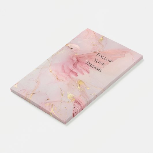 金ゴールド赤面ピンクの鳥の赤ちゃんシャワー ポストイット (アングル)