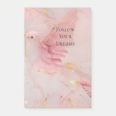 金ゴールド赤面ピンクの鳥の赤ちゃんシャワー ポストイット (正面)