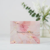 金ゴールド赤面ピンクの鳥の赤ちゃんシャワー ポストカード (スタンド正面)