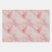 金ゴールド赤面ピンクの鳥の赤ちゃんシャワー ラッピングペーパーシート (正面2)