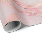 金ゴールド赤面ピンクの鳥の赤ちゃんシャワー ラッピングペーパー (ロールコーナー)