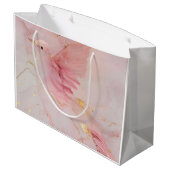 金ゴールド赤面ピンクの鳥の赤ちゃんシャワー ラージペーパーバッグ (裏面アングル)
