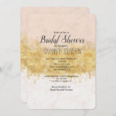 金ゴールド赤面ピンクウォーターカラーグラム 招待状 (正面/裏面)