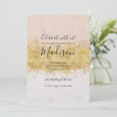 金ゴールド赤面ピンクウォーターカラーグラム 招待状 (スタンド正面)