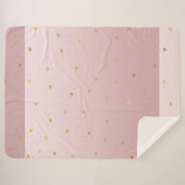 金ゴールド赤面ピンクグラデーションハート シェルパブランケット (正面(横))