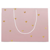 金ゴールド赤面ピンクグラデーションハート ラージペーパーバッグ (正面)