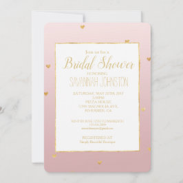 金ゴールド赤面ピンクグラデーションハート 招待状