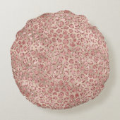 金ゴールド赤面ピンクグリジーグリッターヒョウ印刷 ラウンドクッション (裏面)