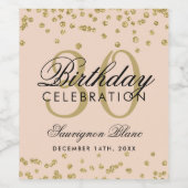 金ゴールド赤面ピンクグリッター紙吹雪30th誕生日 ワインラベル (シングルラベル)