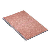 金ゴールド赤面ピンクスパークルグリッターモノグラム ノートブック (右側)