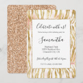 金ゴールド赤面ピンクゼブラプリント 招待状 (正面/裏面)