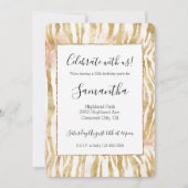 金ゴールド赤面ピンクゼブラプリント 招待状 (正面)