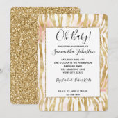 金ゴールド赤面ピンクゼブラ印刷 招待状 (正面/裏面)