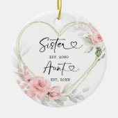 金ゴールド赤面ピンクハート幾何学新しい叔母 セラミックオーナメント (正面)