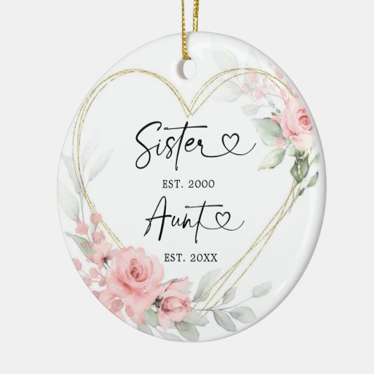 金ゴールド赤面ピンクハート幾何学新しい叔母 セラミックオーナメント (左)